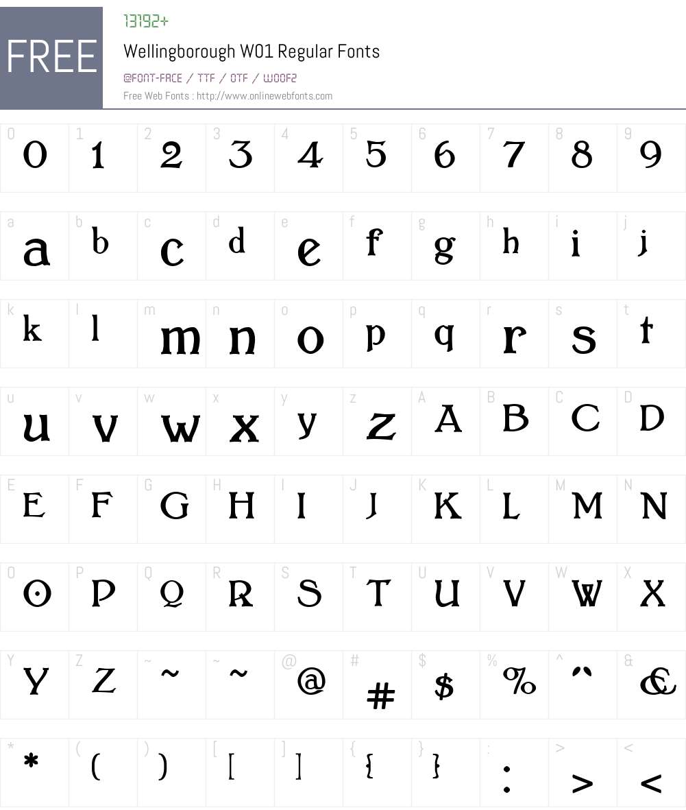 WellingboroughW01-Regular Font Screenshots