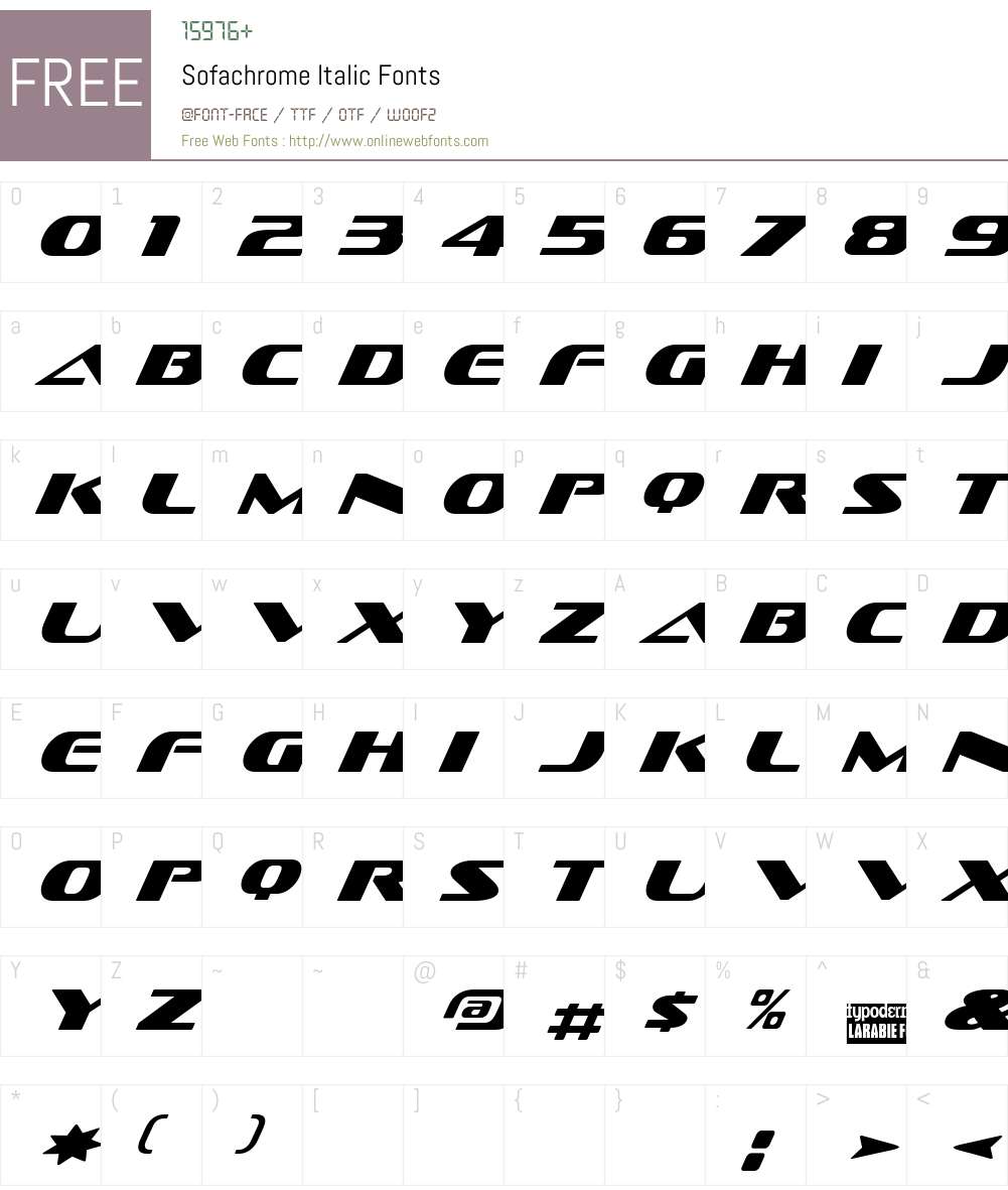 Sofachrome Font Screenshots