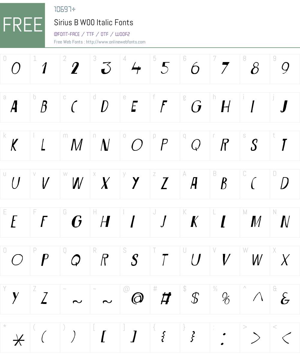 SiriusBW00-Italic Font Screenshots