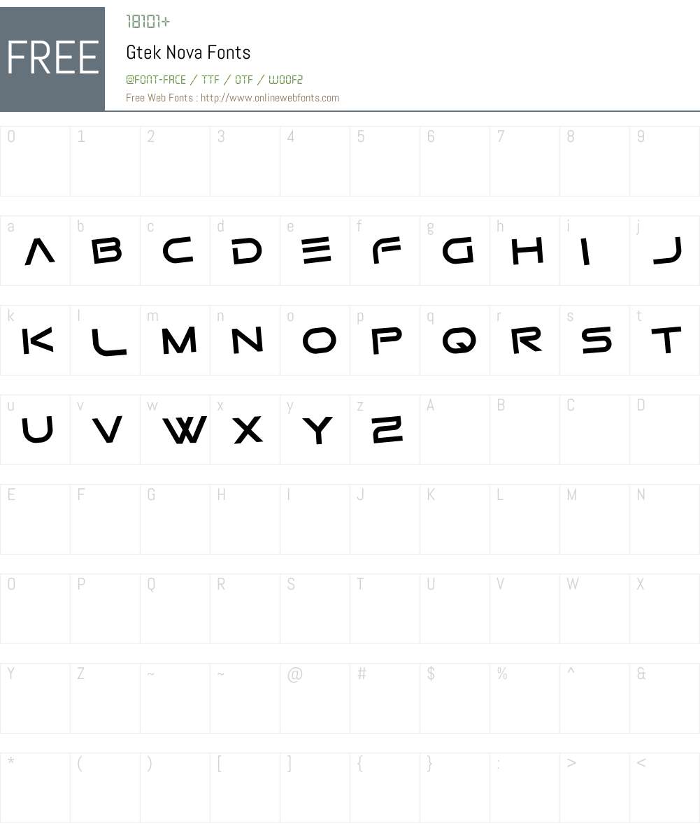 Gtek Nova Font Screenshots