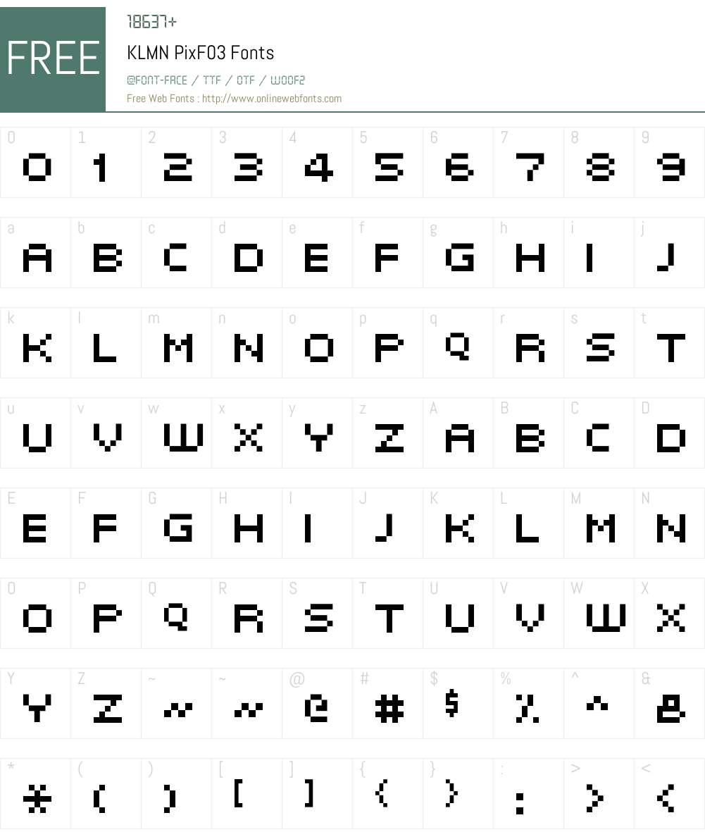 KLMN PixF03 Font Screenshots