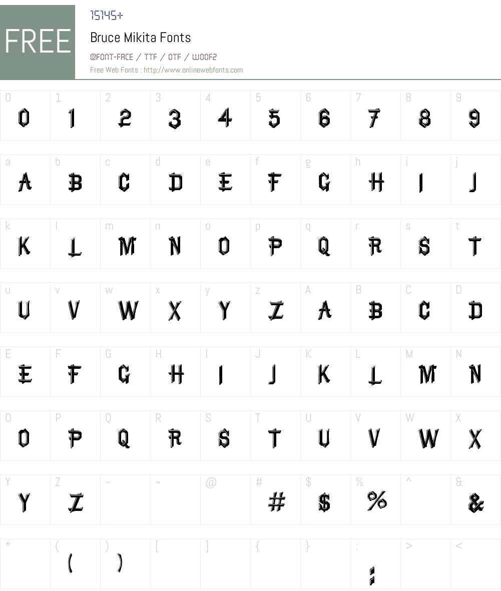 Bruce Mikita Font Screenshots