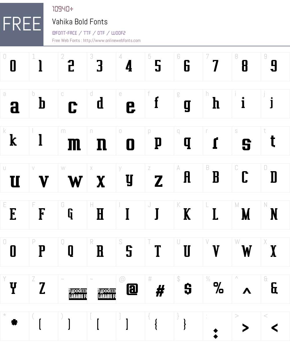 Vahika Font Screenshots