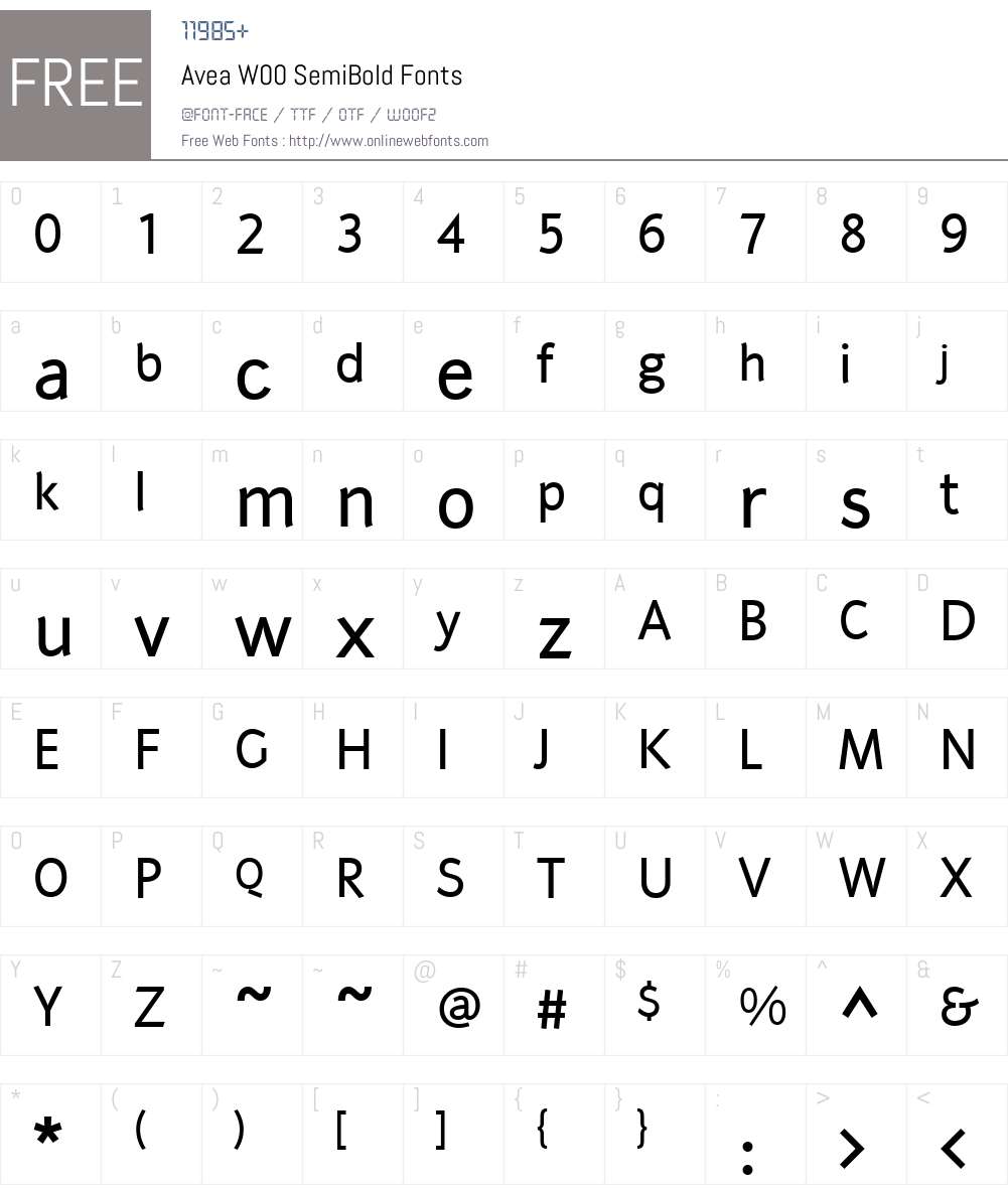 Avea Font Screenshots