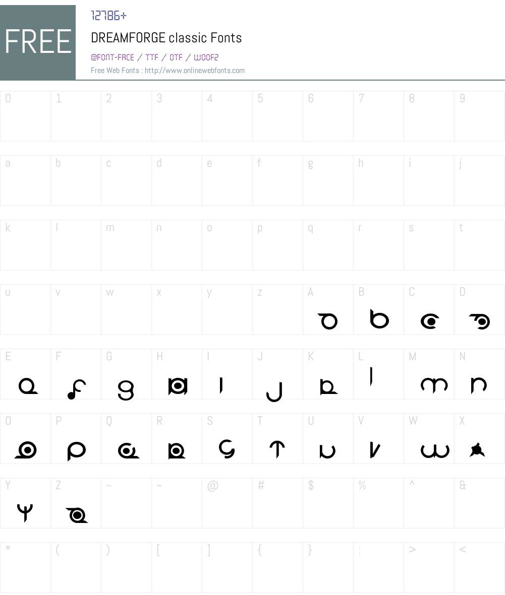 DREAMFORGE classic Font Screenshots