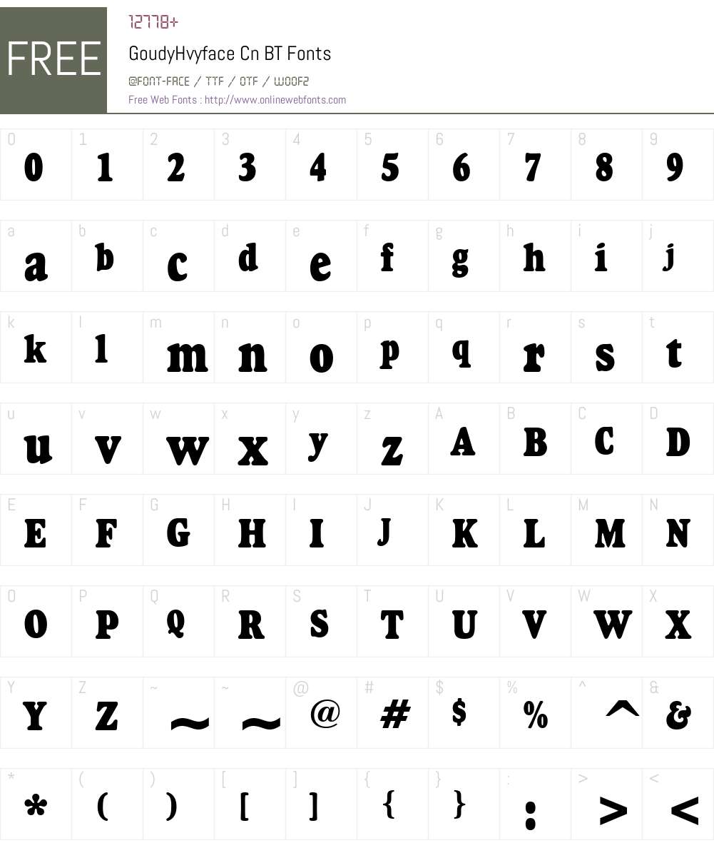 GoudyHvyface Cn BT Font Screenshots