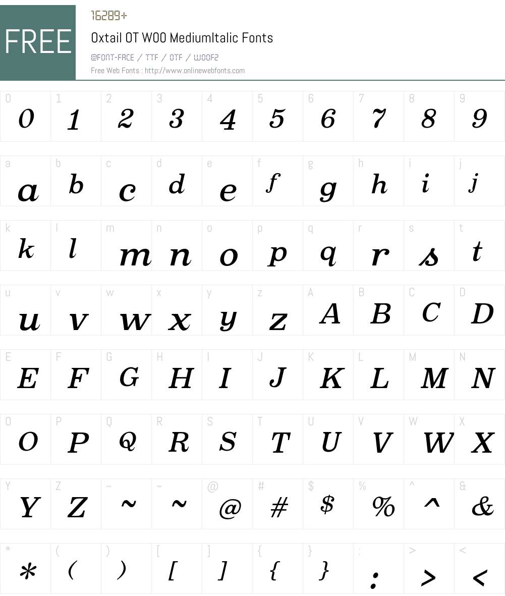 OxtailOTW00-MediumItalic Font Screenshots