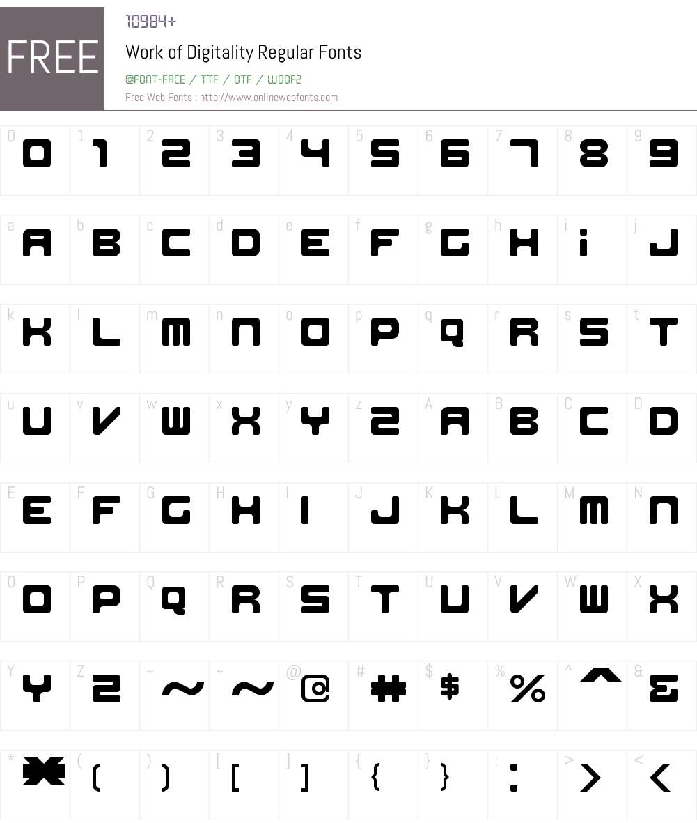 Work of Digitality Font Screenshots