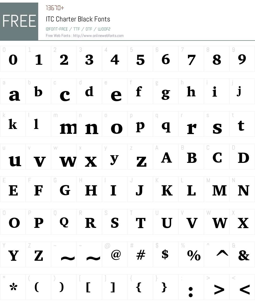 ITC Charter Font Screenshots