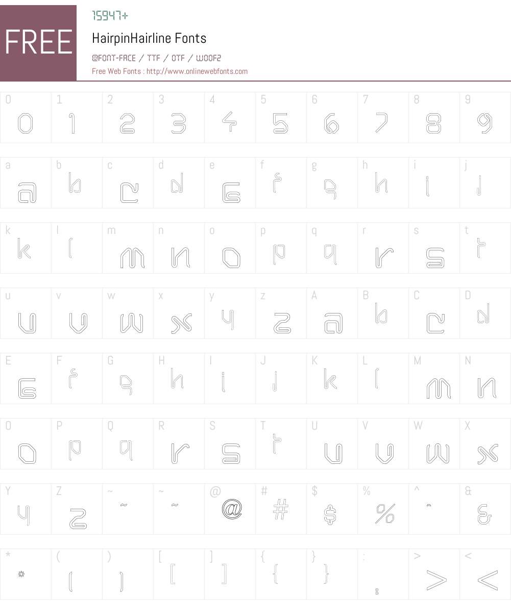 Hairpin Font Screenshots