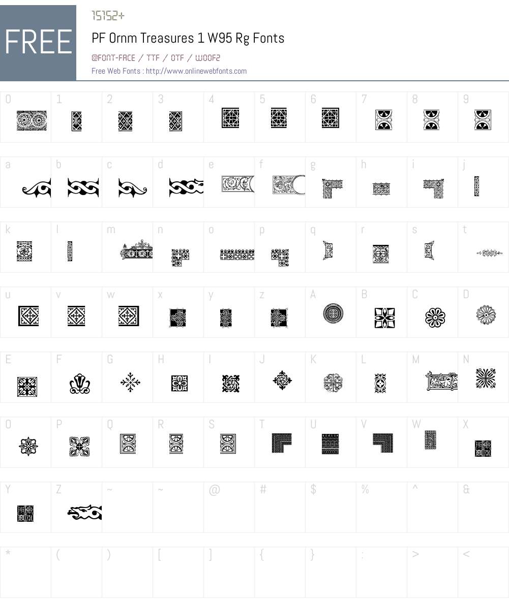 PFOrnmTreasures1W95-Regular Font Screenshots