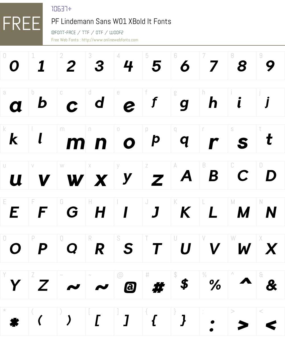 PFLindemannSansW01-XBoldIt Font Screenshots