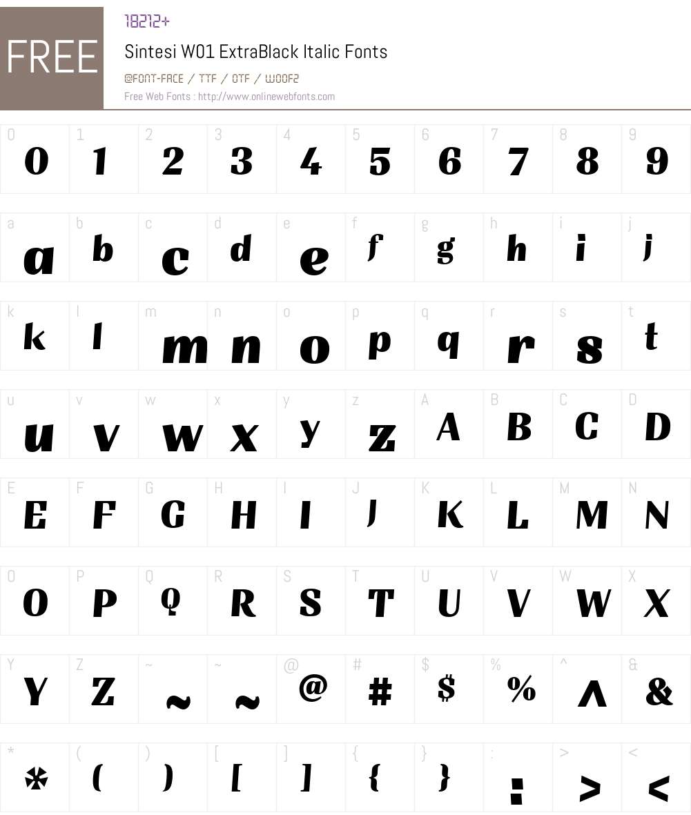SintesiW01-ExtraBlackItalic Font Screenshots