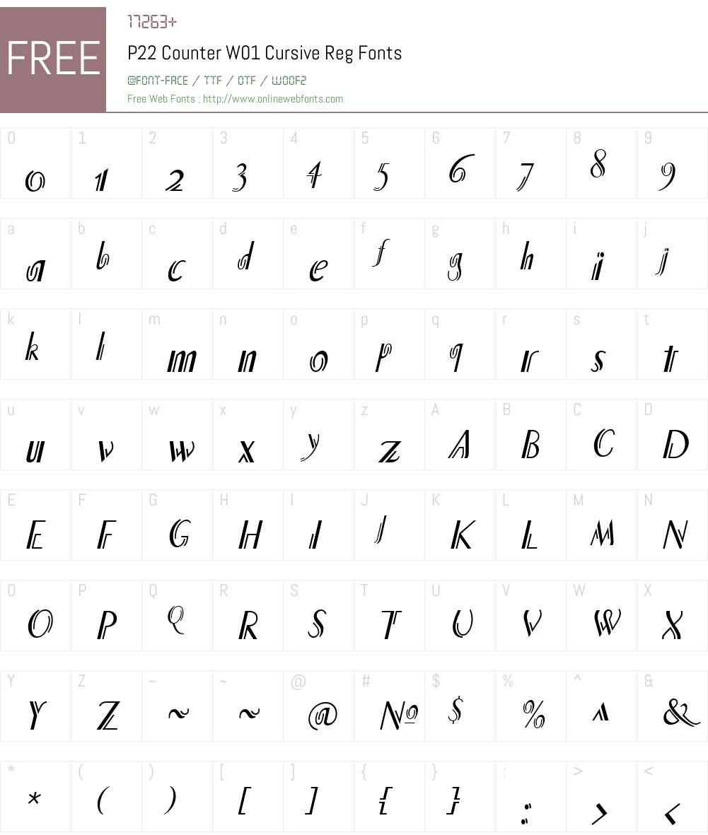 P22CounterW01-CursiveReg Font Screenshots