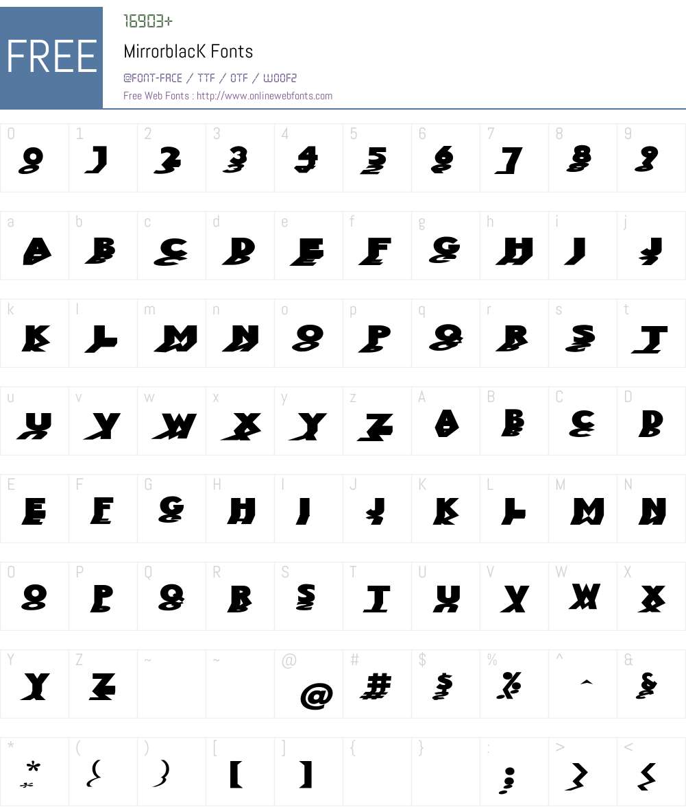 MirrorblacK Font Screenshots