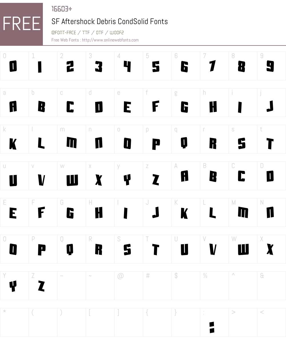 SF Aftershock Debris CondSolid Font Screenshots