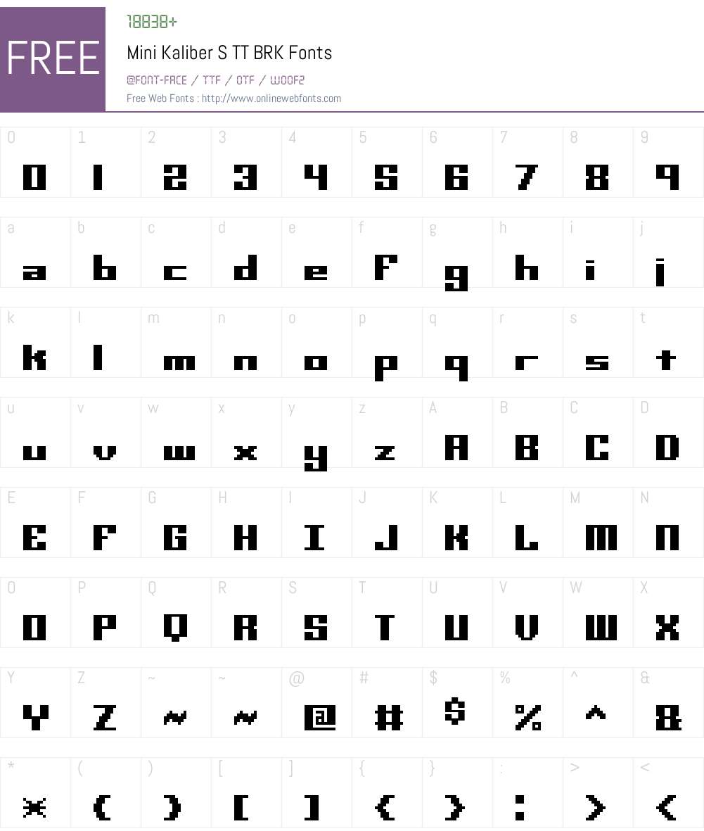 Mini Kaliber S TT BRK Font Screenshots