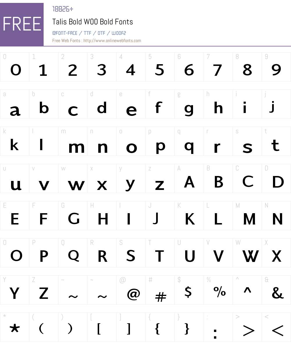 TalisBoldW00-Bold Font Screenshots