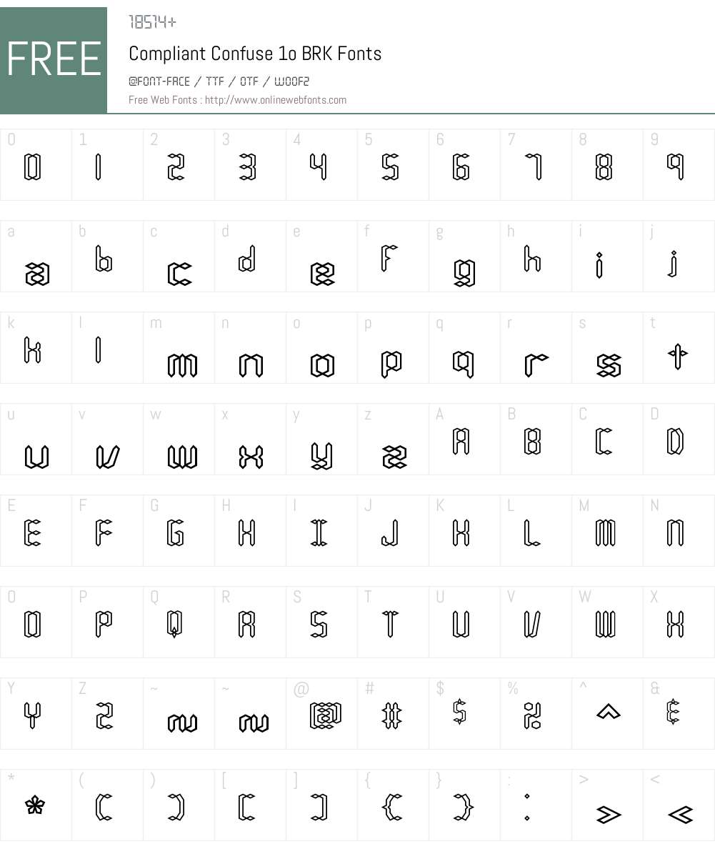 Compliant Confuse 1o BRK Font Screenshots