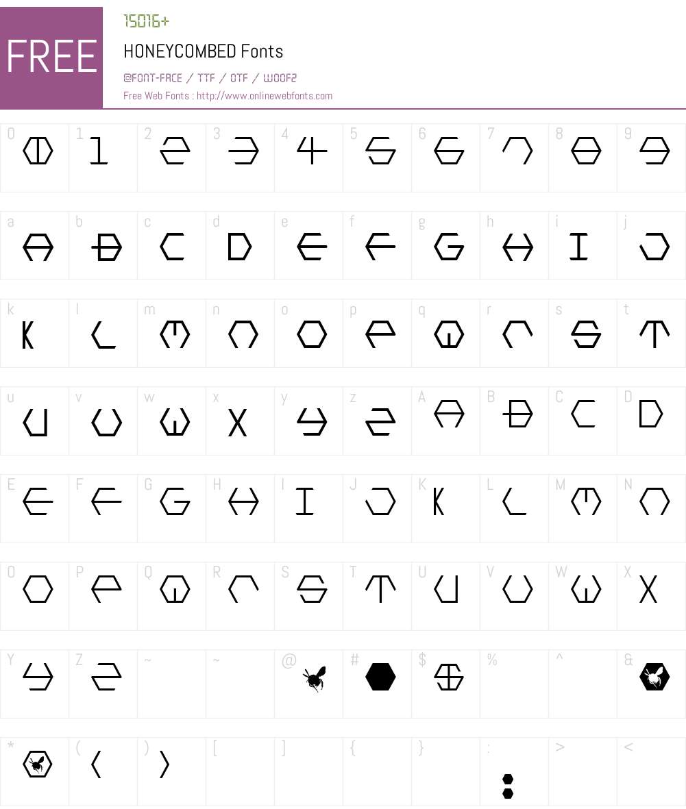 HONEYCOMBED Font Screenshots