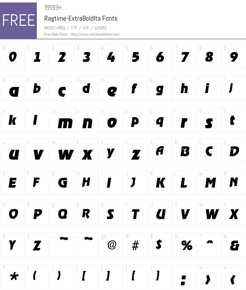 Ragtime-ExtraBoldIta Font Screenshots