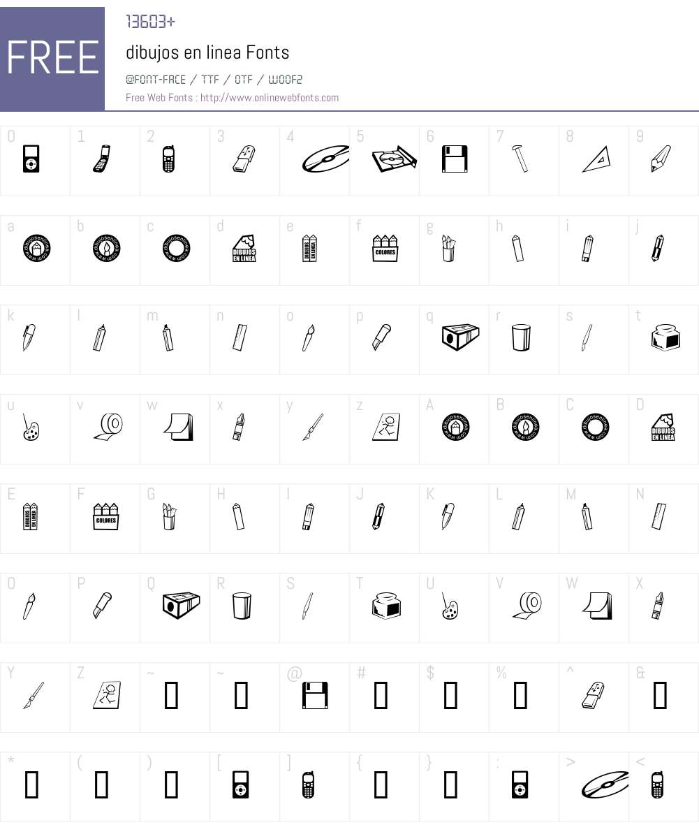 dibujos en linea Font Screenshots