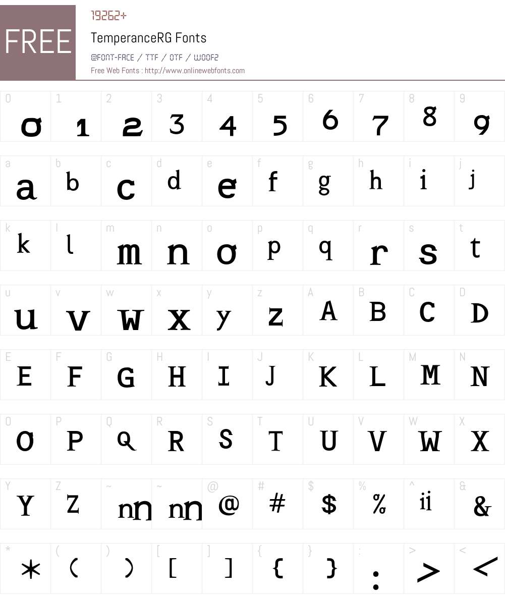 TemperanceRG Font Screenshots