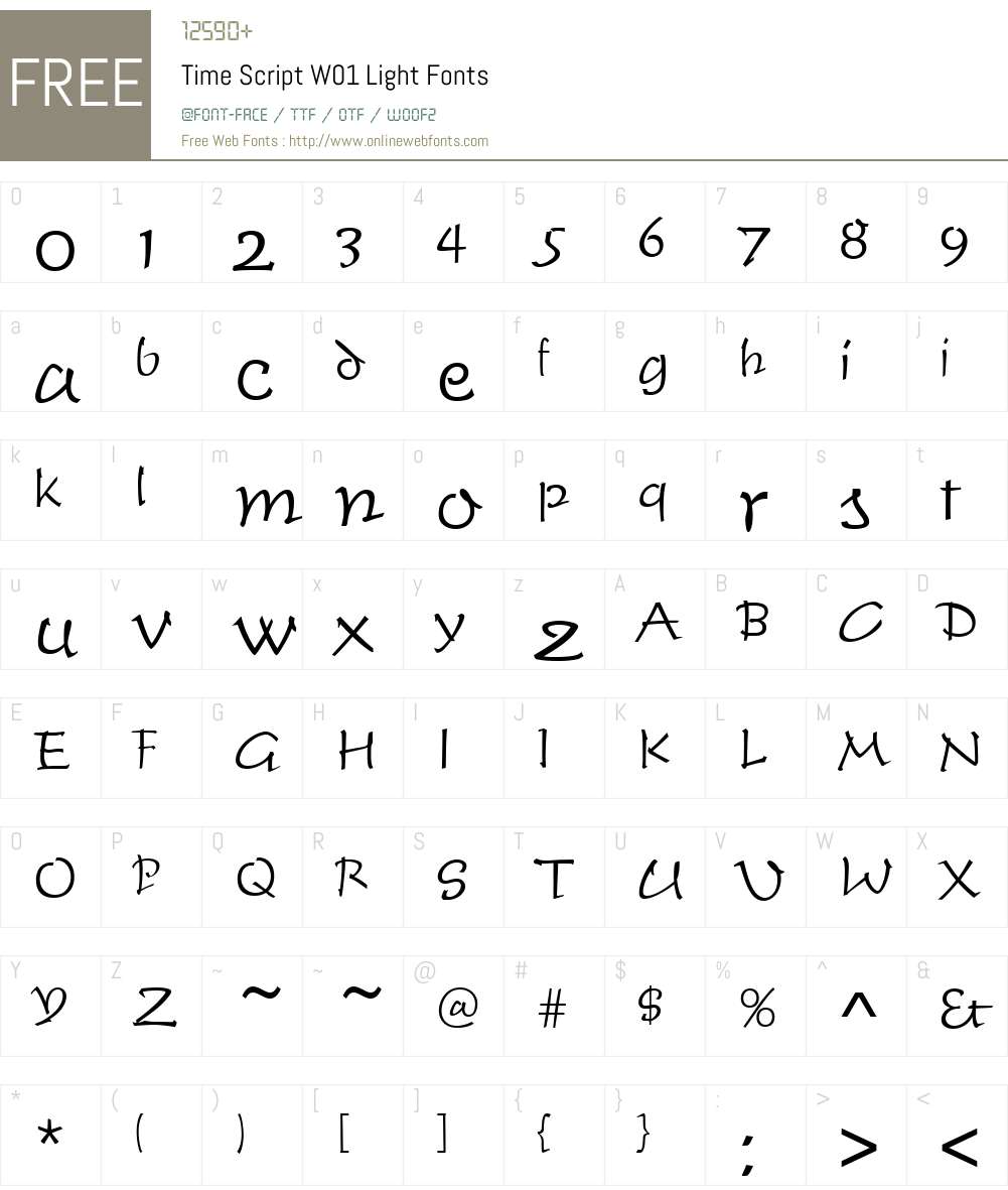 TimeScriptW01-Light Font Screenshots