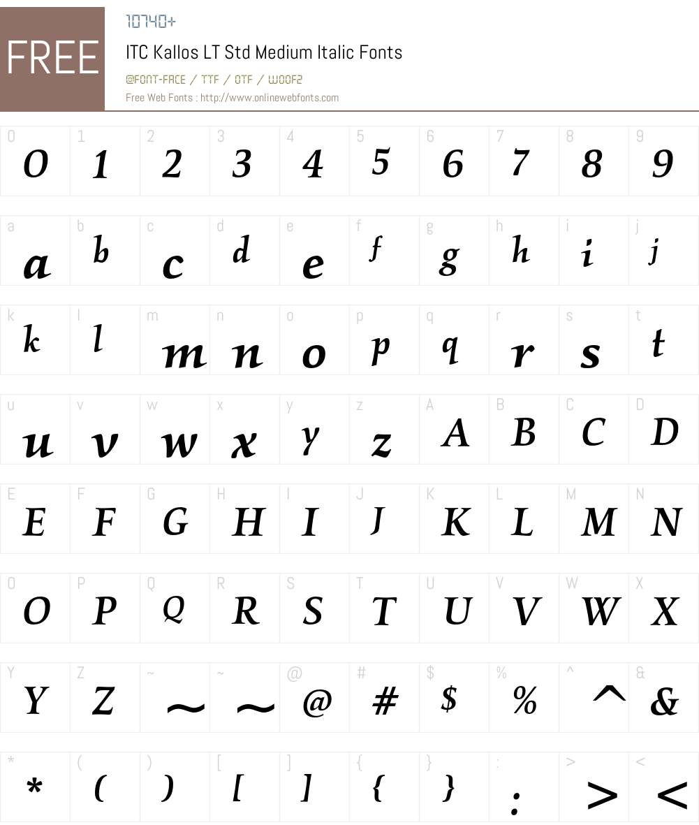 ITC Kallos LT Std Font Screenshots