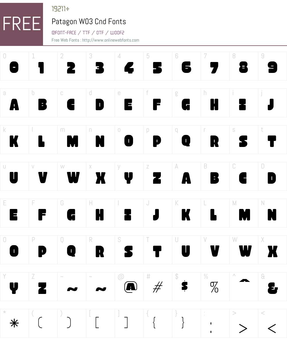 PatagonW03-Cnd Font Screenshots