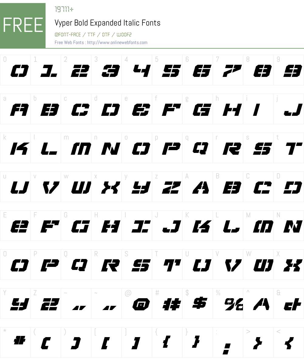 Vyper Bold Expanded Italic Font Screenshots