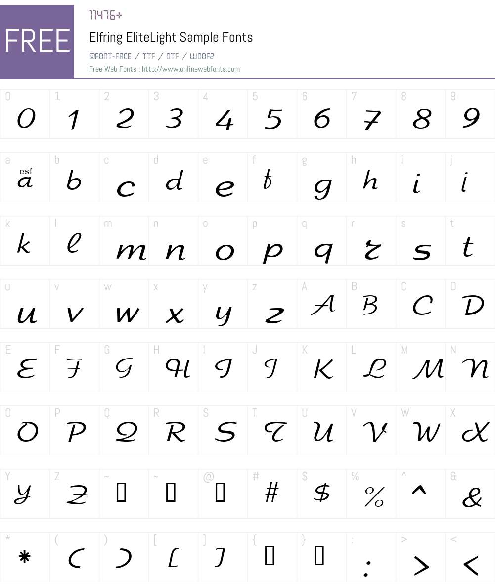 Elfring EliteLight Sample Font Screenshots
