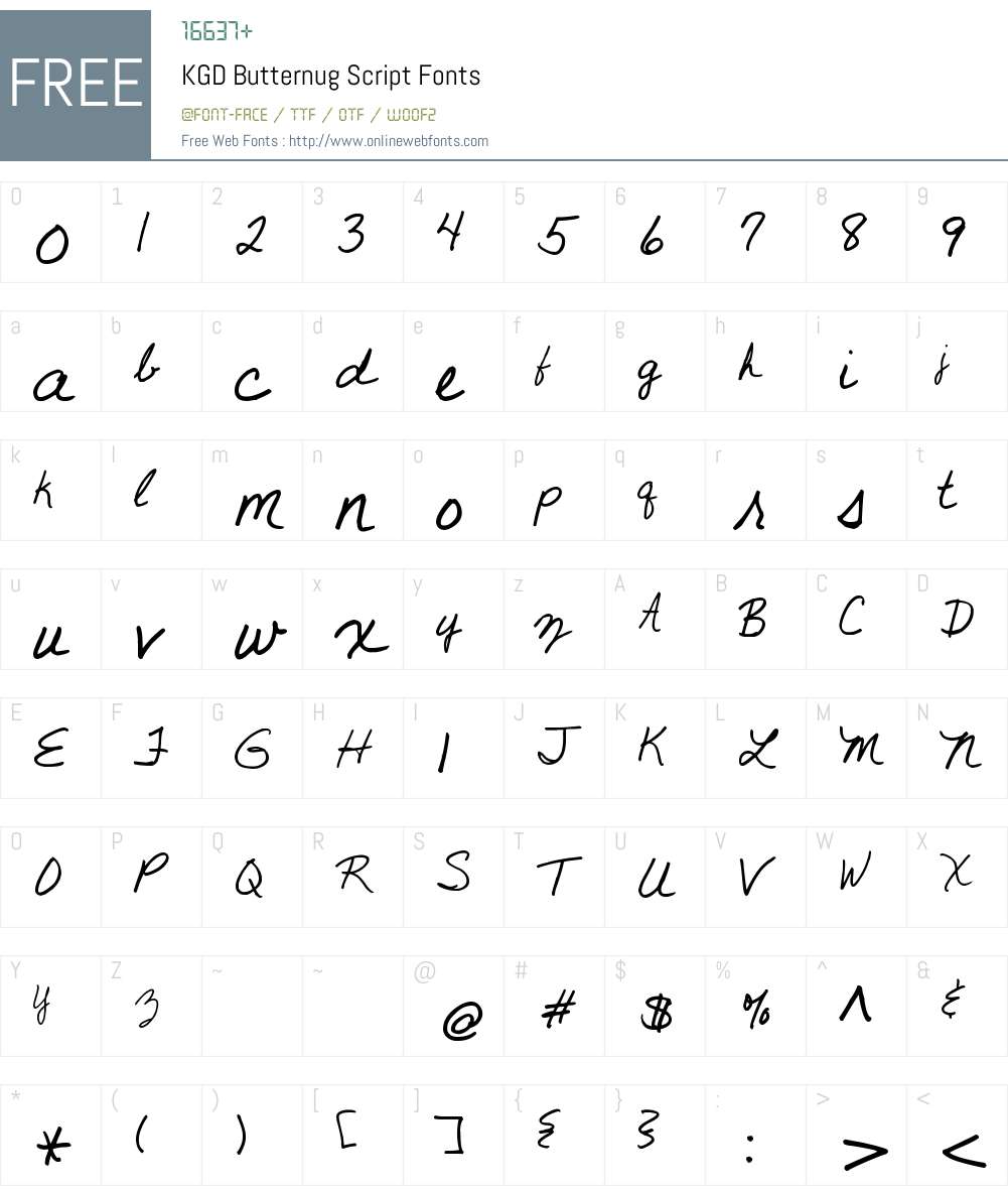 KGD Butternug Script Font Screenshots