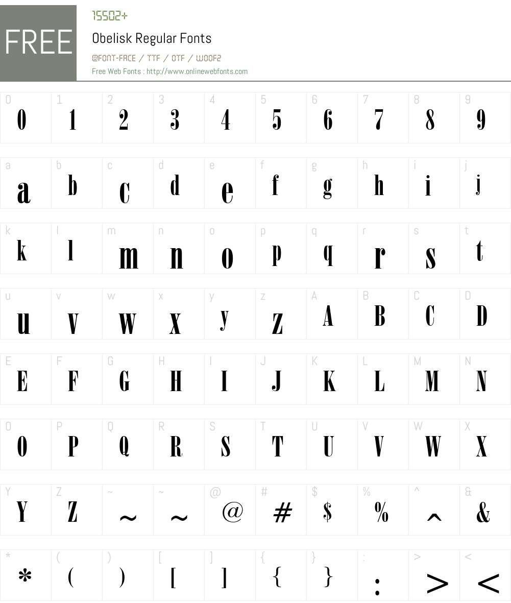 Obelisk Font Screenshots