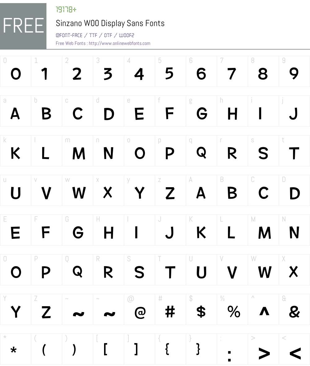 SinzanoW00-DisplaySans Font Screenshots