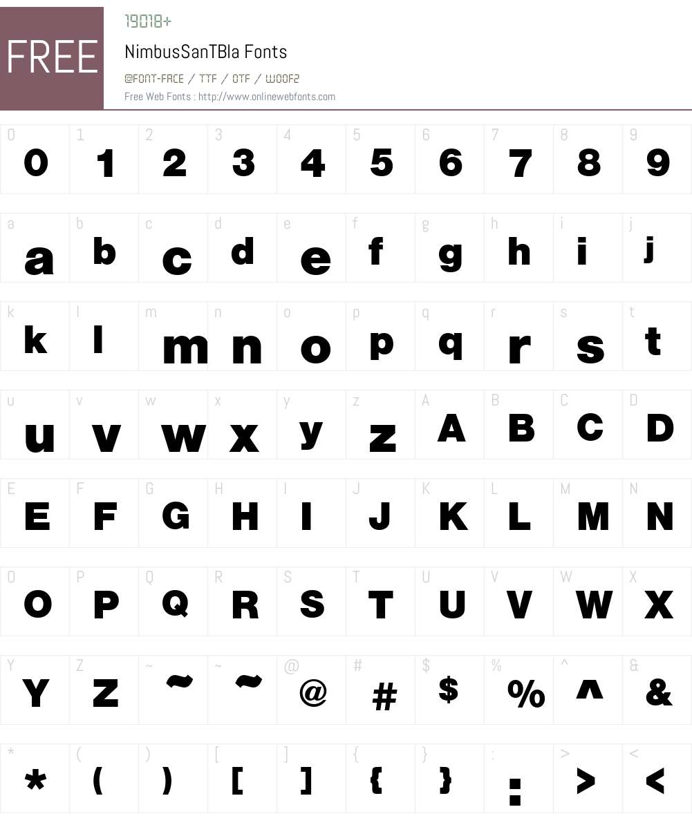 NimbusSanTBla Font Screenshots