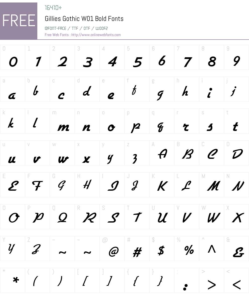 GilliesGothicW01-Bold Font Screenshots
