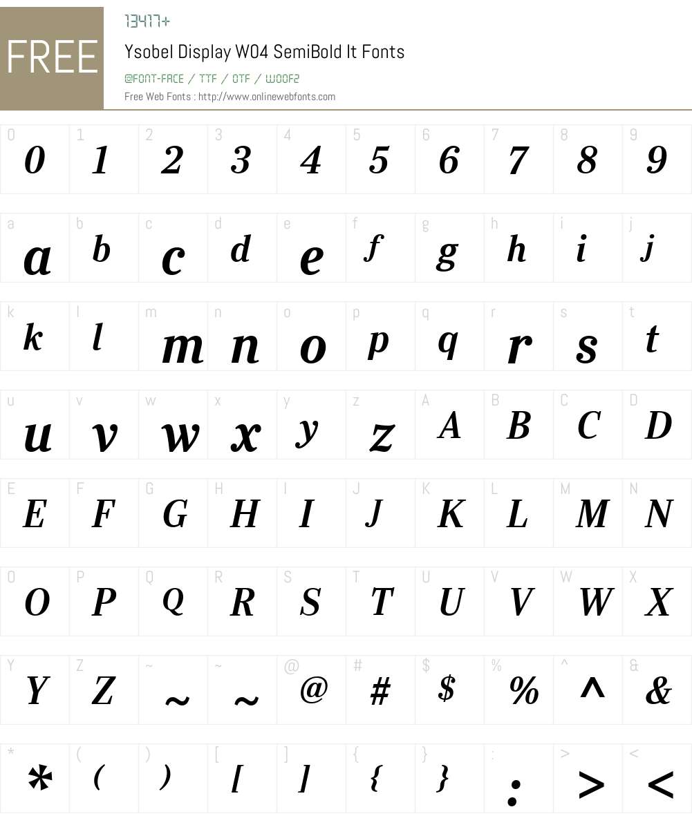 Ysobel Font Screenshots