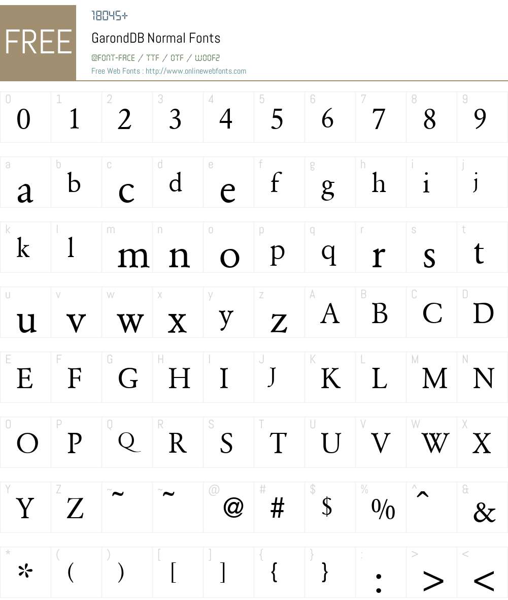 GarondDB Font Screenshots