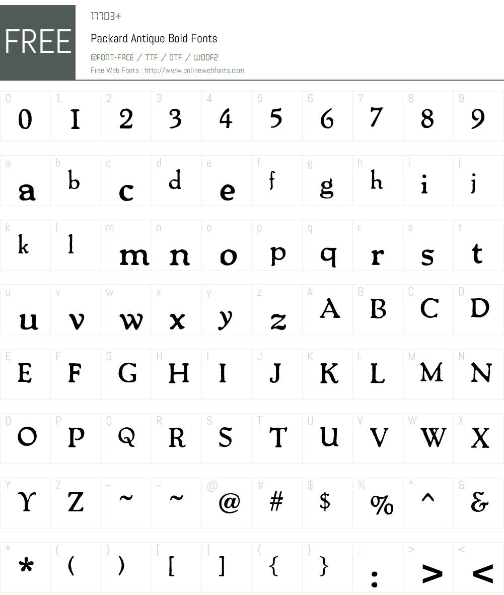 Packard Antique Font Screenshots