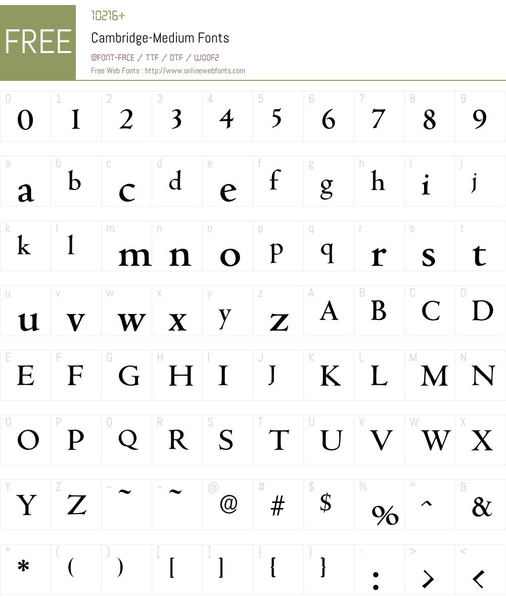 Cambridge-Medium Font Screenshots