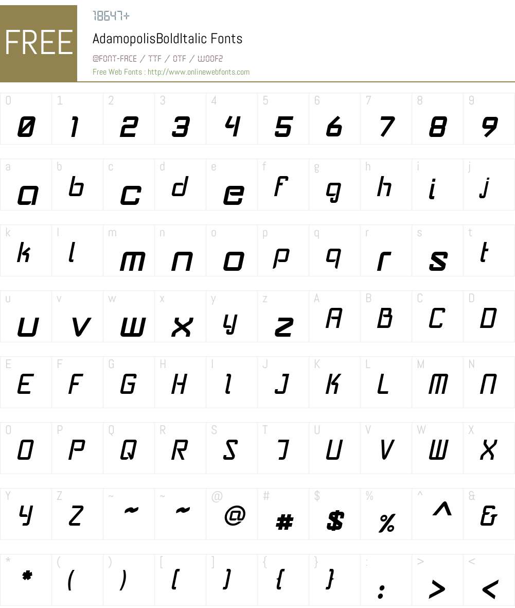 AdamopolisW00-BdIt Font Screenshots