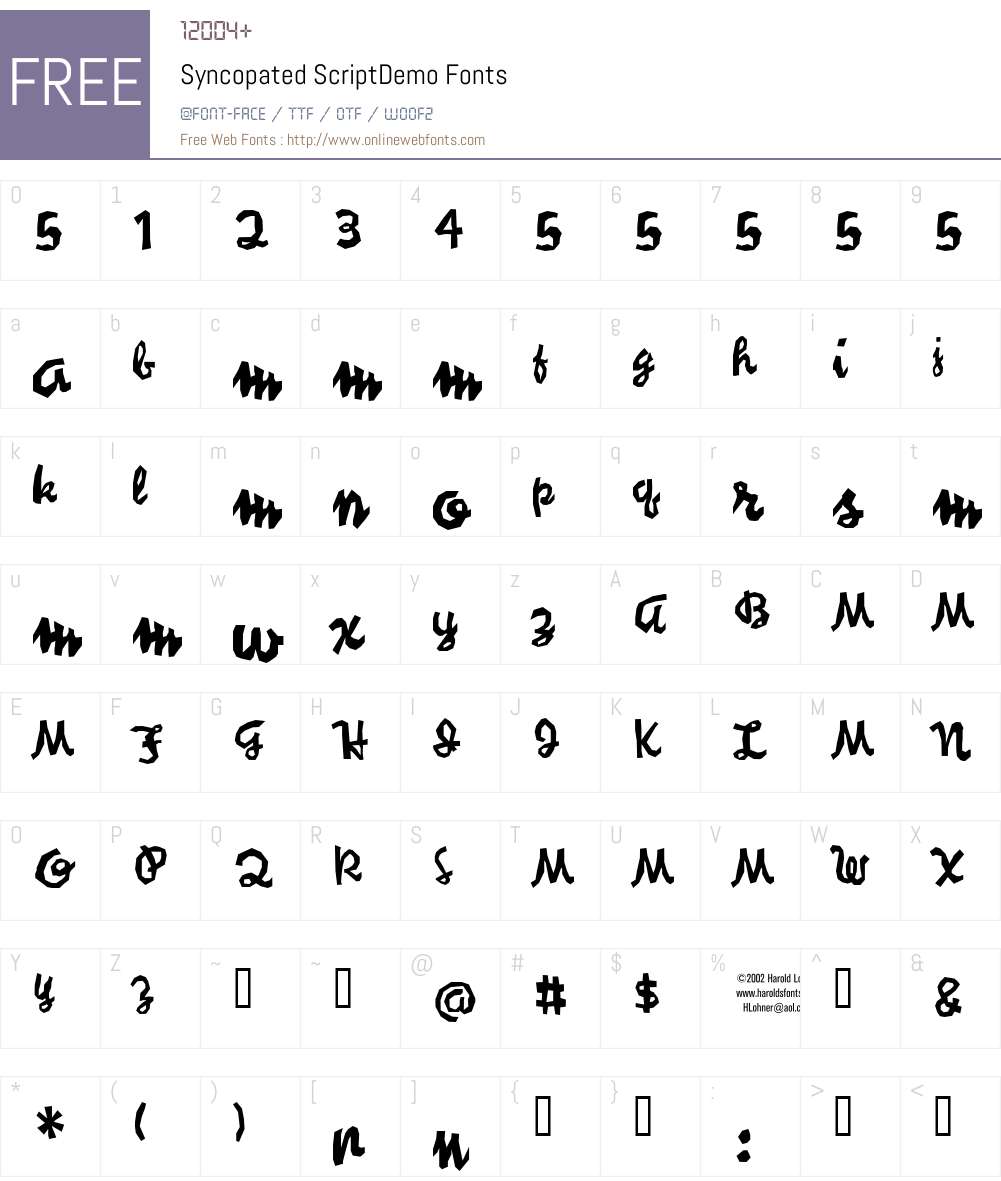 Syncopated ScriptDemo Font Screenshots