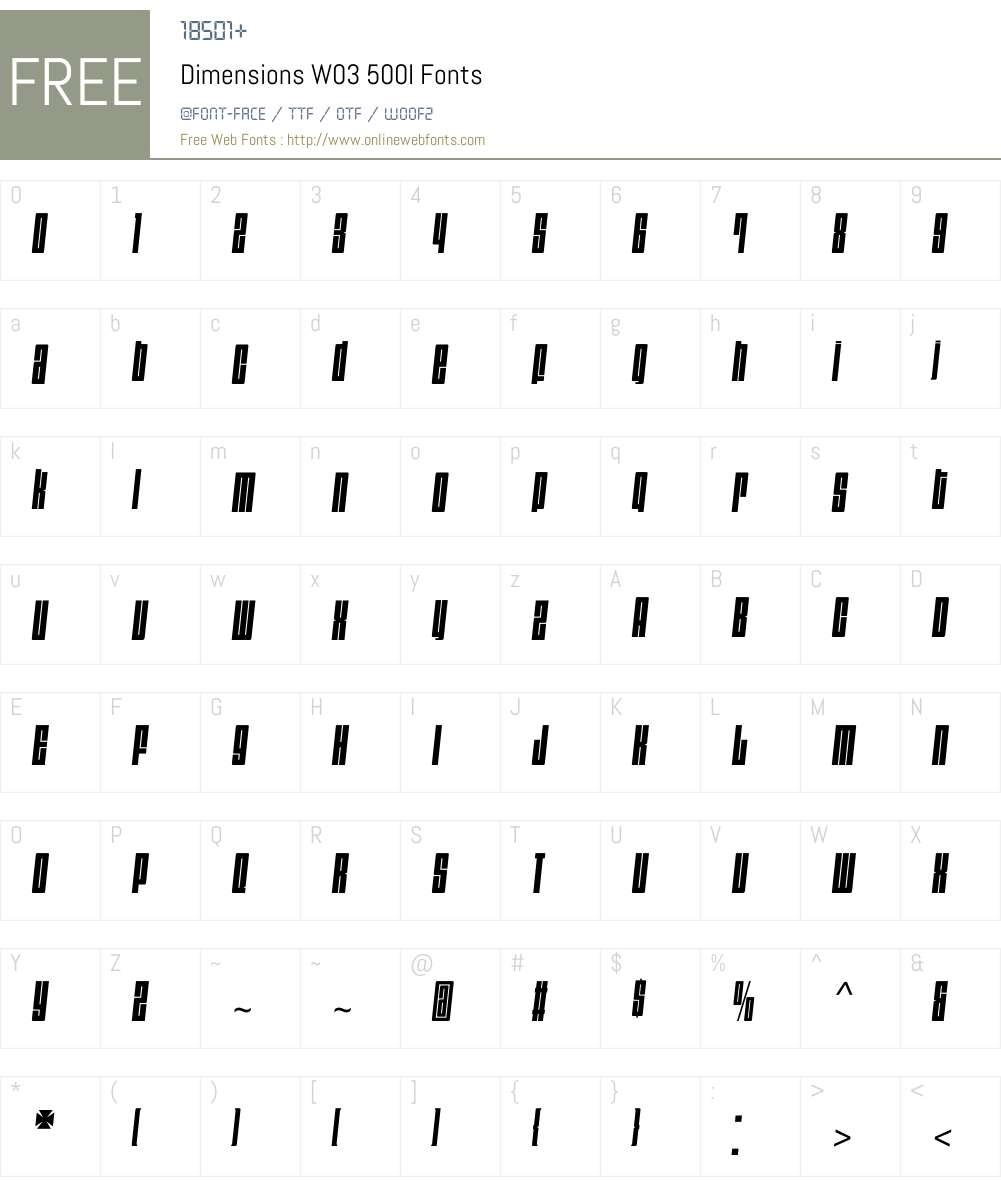 Dimensions Font Screenshots