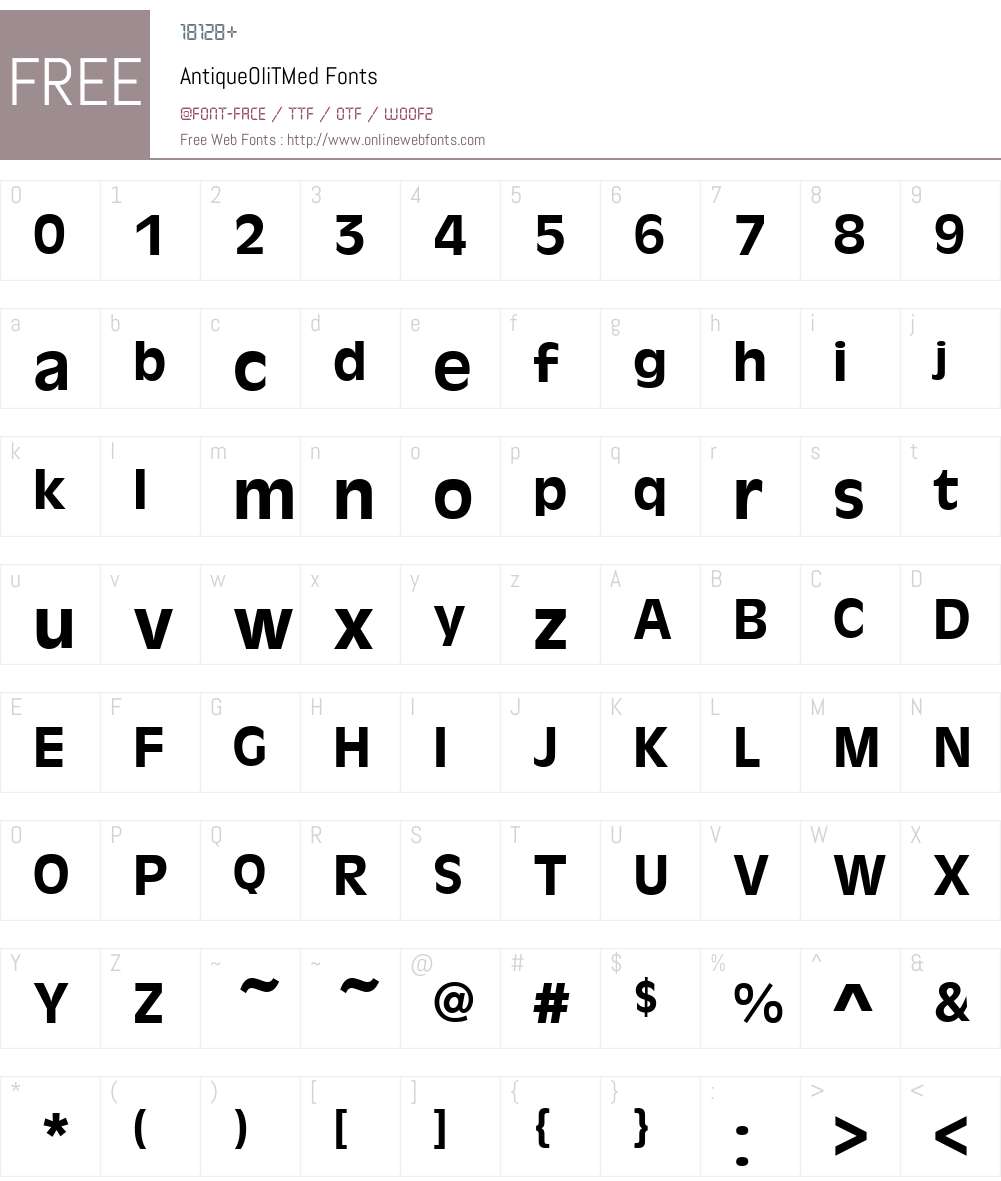 AntiqueOliTMed Font Screenshots
