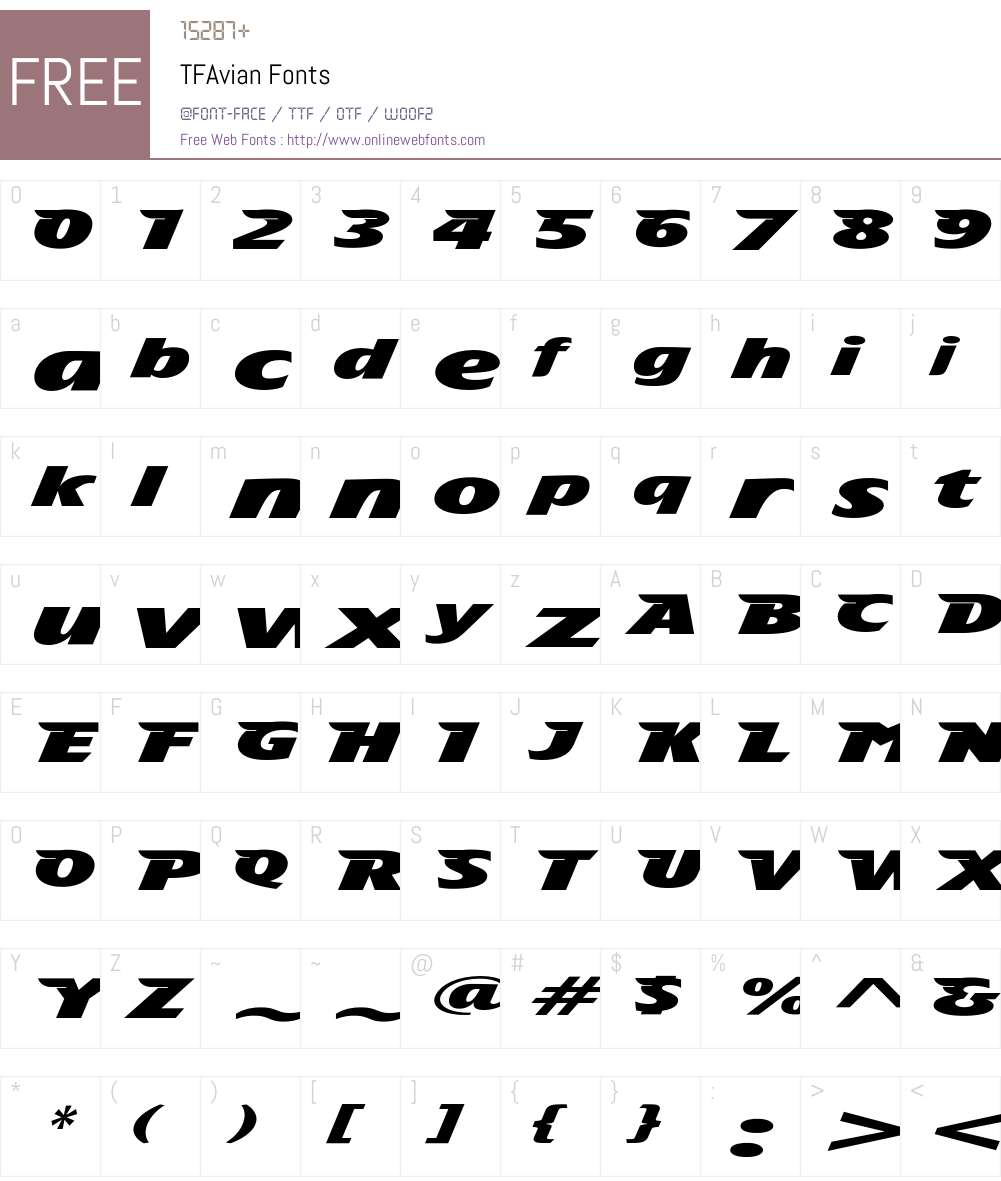 TFAvian Font Screenshots