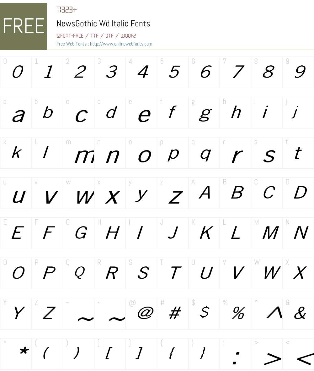 NewsGothic Wd Italic Font Screenshots