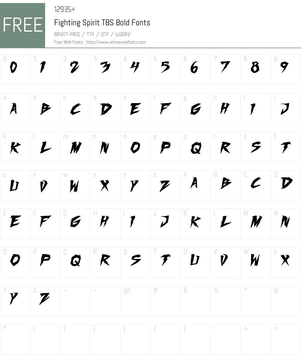 Fighting Spirit TBS Font Screenshots