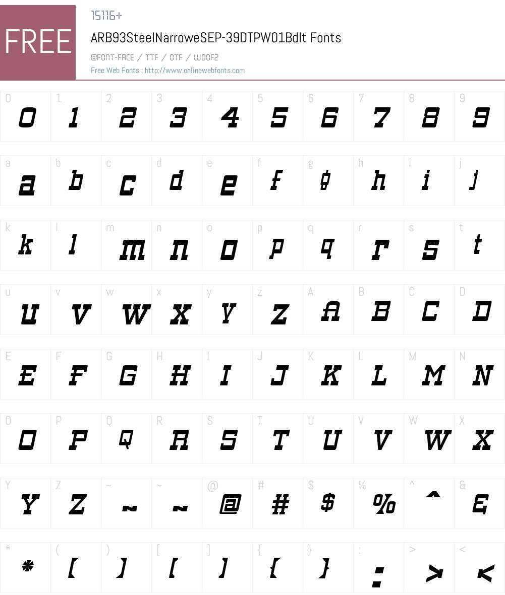 ARB93SteelNarroweSEP-39DTPW01-BdIt Font Screenshots