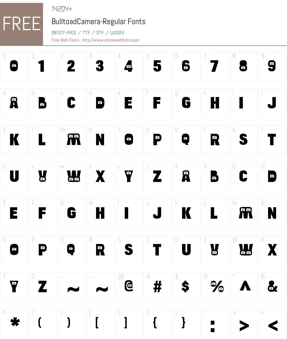 Bulltoad Camera Font Screenshots